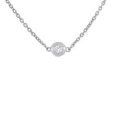 0.05ct 14k White Gold 16" Diamond Bezel Pendant